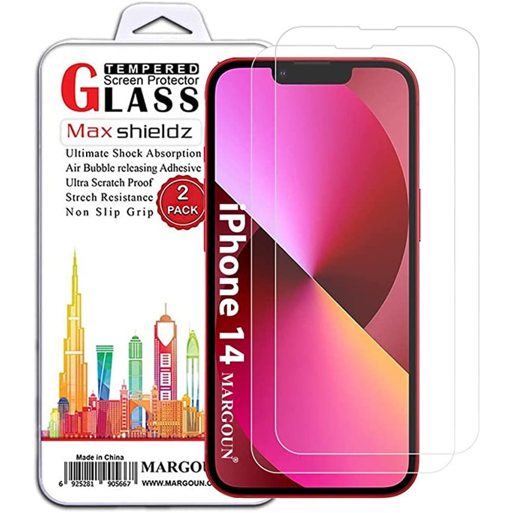 MARGOUN 2 Pack for iPhone 14 Screen Protector Tempered Glass