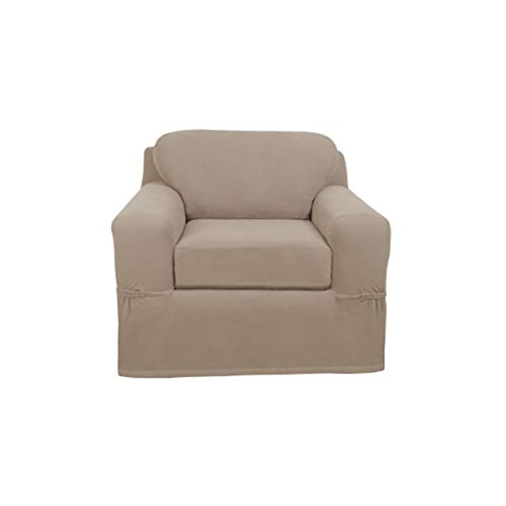 Maytex Pixel Ultra Soft Stretch 2 Piece Arm Furniture Cover, Sand Chair Slipcover