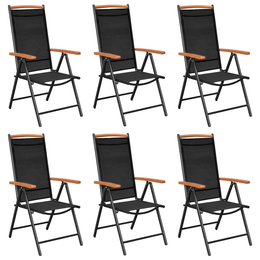 vidaXL Folding Garden Chairs 6 pcs Textilene Black