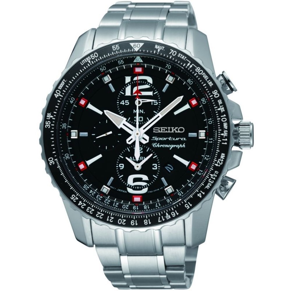 Seiko Sportura Chronograph Sapphire Pilot Watch SNAE95P1 Seiko Sportura Chronograph Sapphire Pilot Watch SNAE95P1