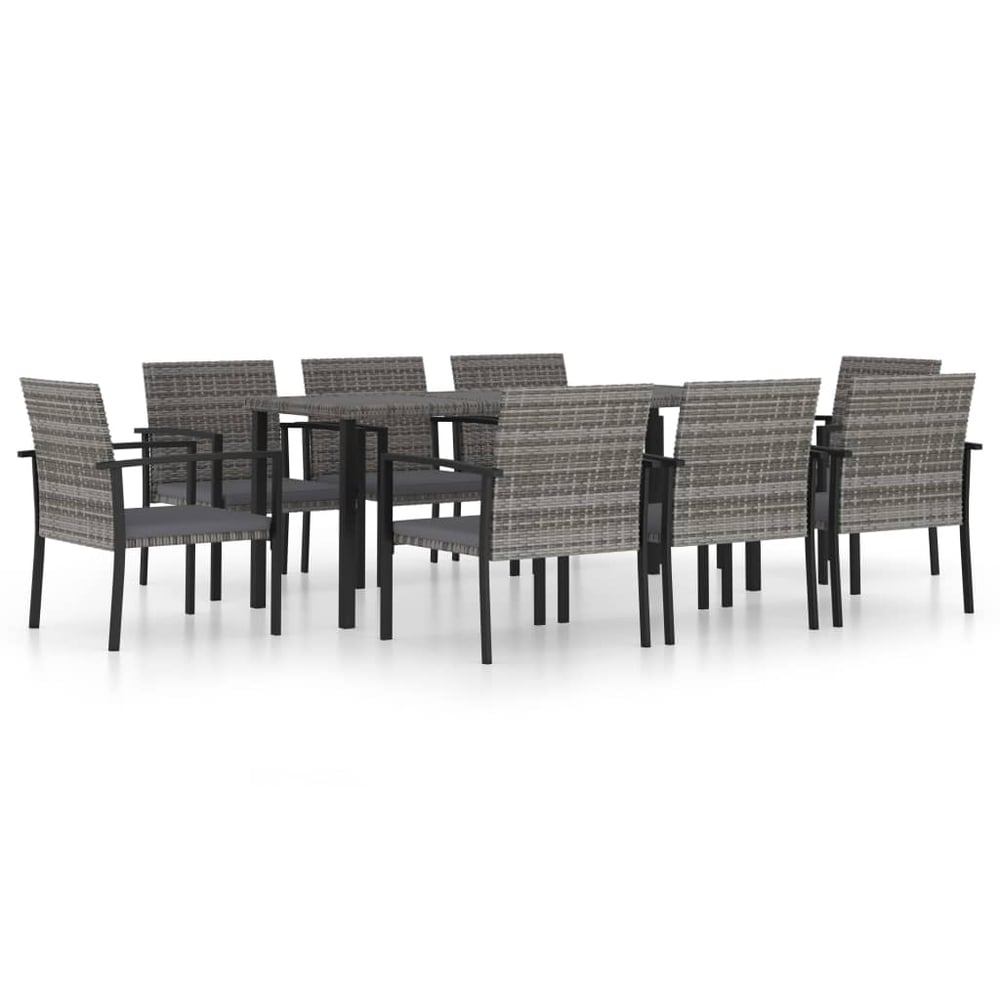 Vidaxl 9 Piece Garden Dining Set Poly Rattan Grey