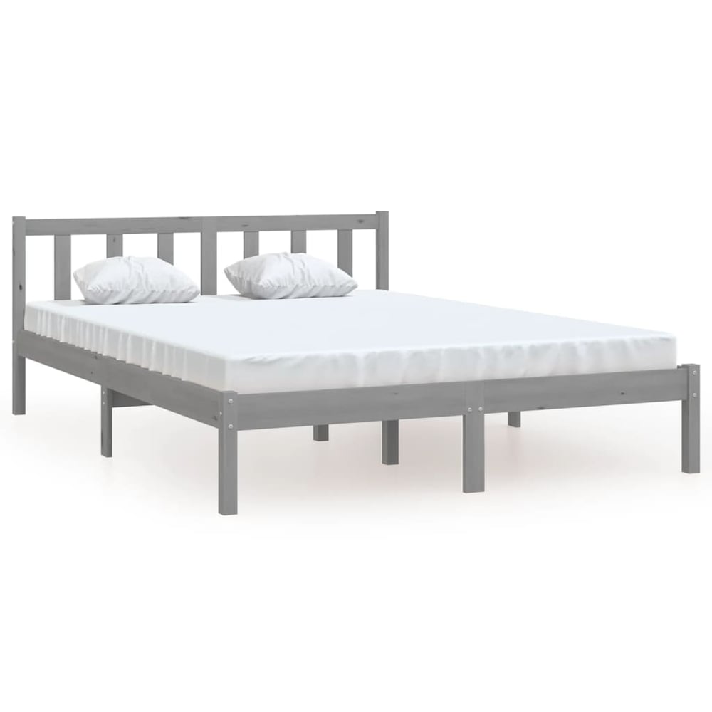 vidaXL Bed Frame Grey Solid Pinewood 120x200 cm