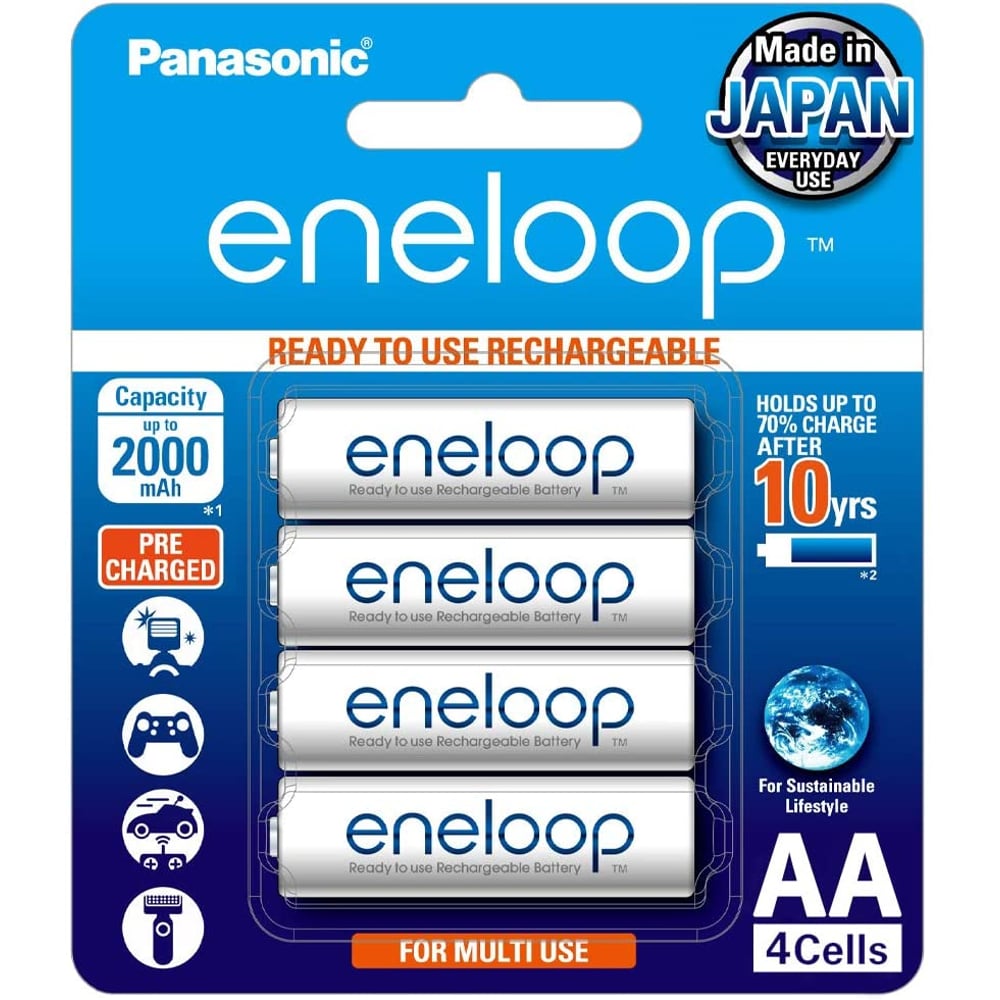 Panasonic Eneloop Aa X 4 (2000 Ni-mh) Rechargeable ,4-batteries Pre Charged
