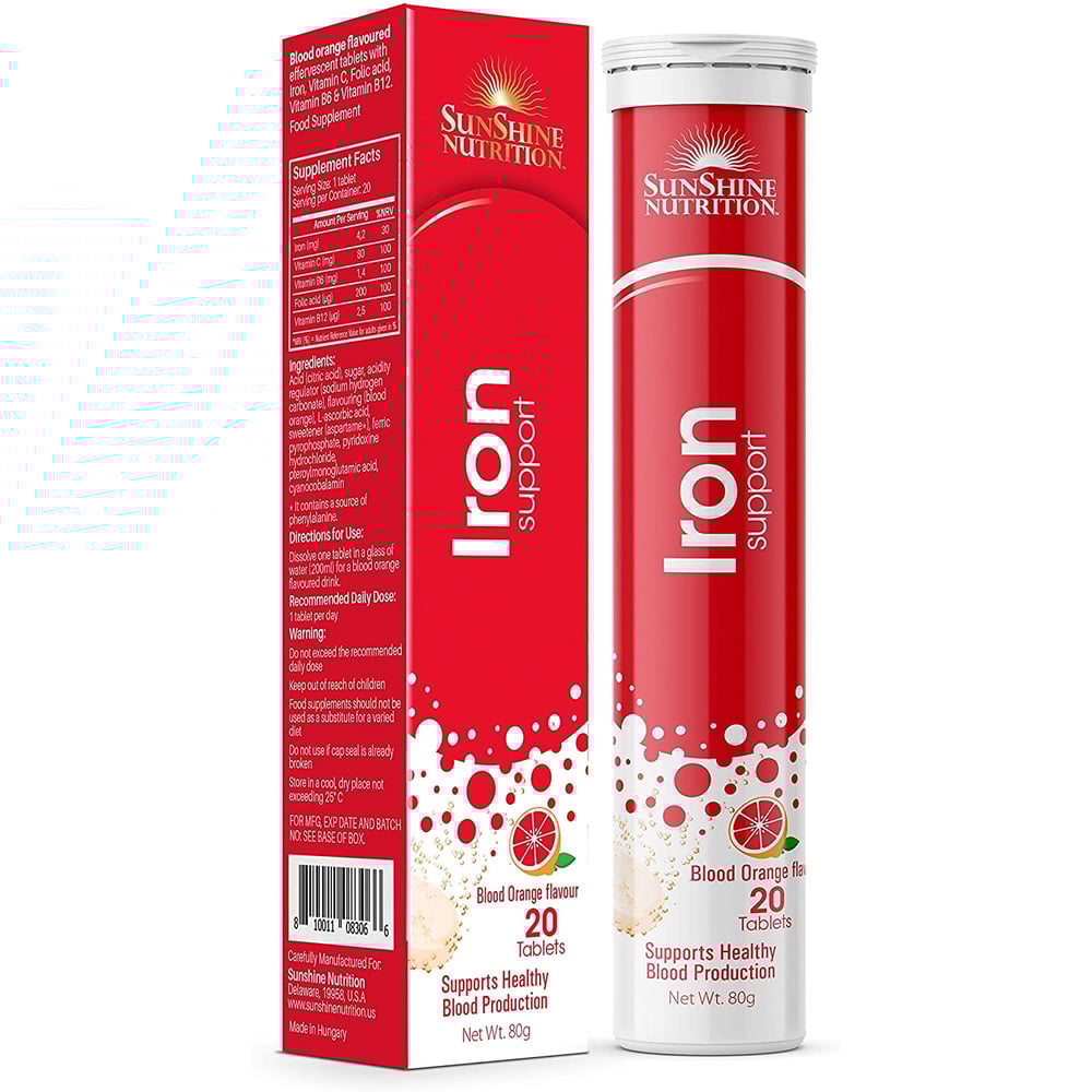 Sunshine Nutrition Iron Blood Orange Efferevescent 20 Tablets Sunshine Nutrition Iron Blood Orange Efferevescent 20 Tablets