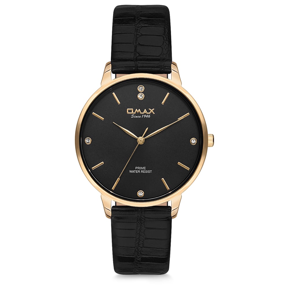 Omax Prime Collection Black Leather Analog Watch For Women PM003G22I