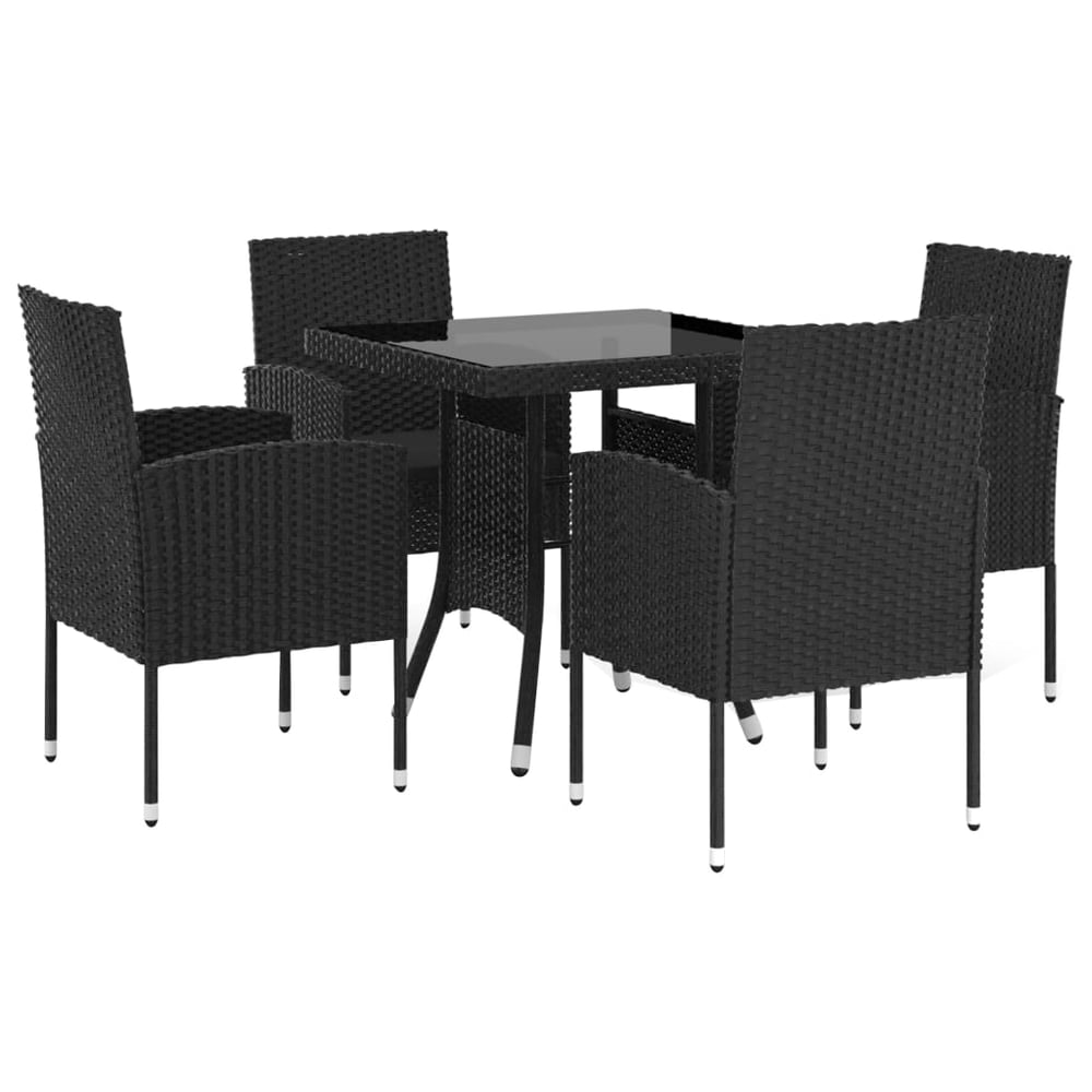 vidaXL 5 Piece Garden Dining Set Poly Rattan Black