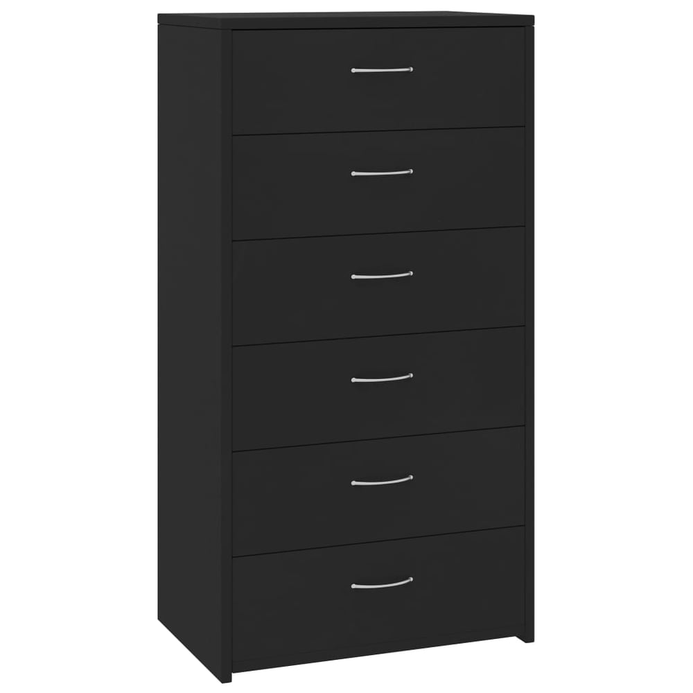 vidaXL Sideboard with 6 Drawers Black 50x34x96 cm Engineered Wood vidaXL Sideboard with 6 Drawers Black 50x34x96 cm Engineered Wood