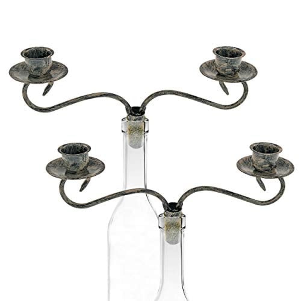 Southern Homewares Candelabra 2 Candle Wine Bottle Topper, Set Of 2
