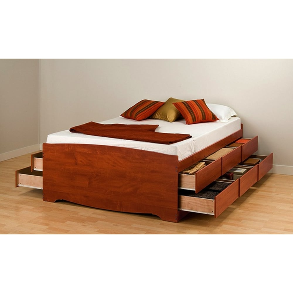 12-Drawer Captain's Platform Storage Bed Queen with Mattress Dirty oak 12-Drawer Captain's Platform Storage Bed Queen with Mattress Dirty oak