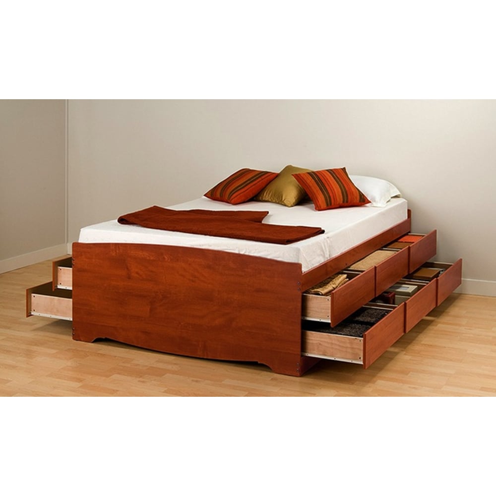 12-Drawer Captain's Platform Storage Bed Queen with Mattress Dirty oak