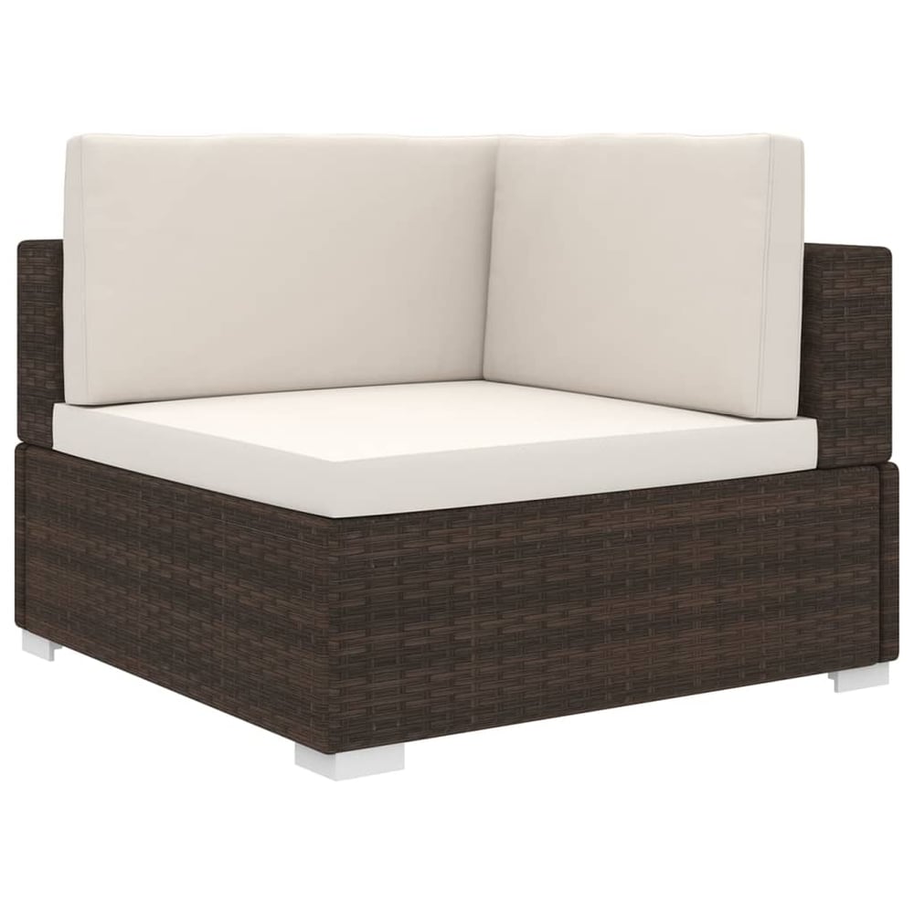 Vidaxl Sectional Corner Chair 1 Pc With Cushions Poly Rattan Brown