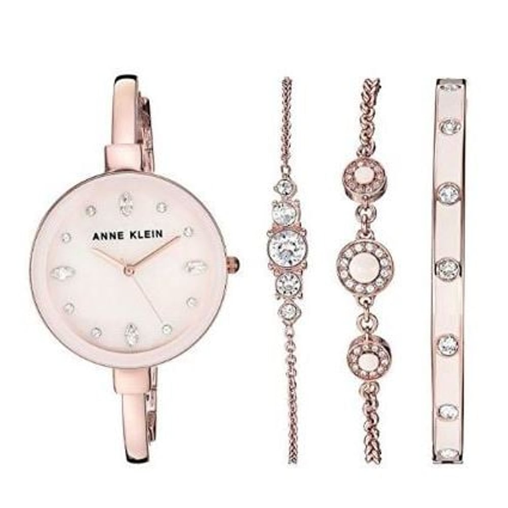 Anne Klein Rose Gold Metal Quartz Watch & Bracelet Women