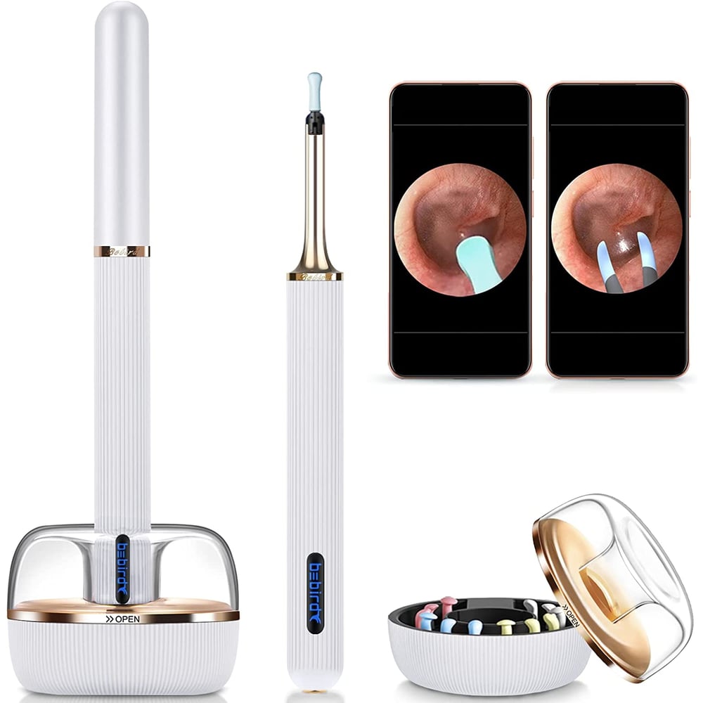 Bebird Note 3 Pro Wireless Smart Ear Stick With 10 Megapixel Hd Otoscope Camera 2 In 1 Rod & Tweezer Ear Cleaner 12 Pieces Ear Spoons Ear Wax Removal Tool - White