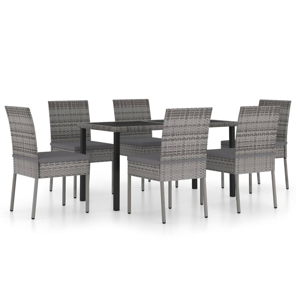 Vidaxl 7 Piece Garden Dining Set Poly Rattan Grey Vidaxl 7 Piece Garden Dining Set Poly Rattan Grey