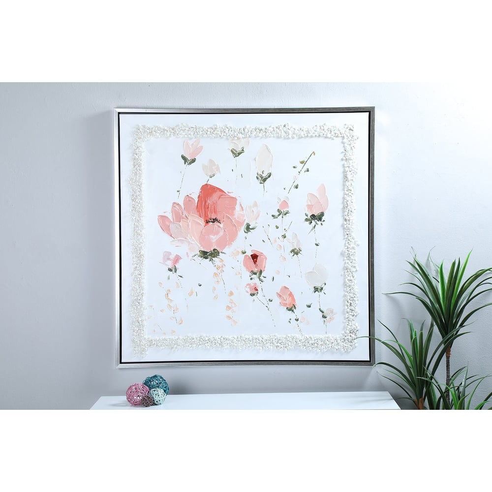 Floral Hand Painted Picture Frame Multi -100x100cm Floral Hand Painted Picture Frame Multi -100x100cm