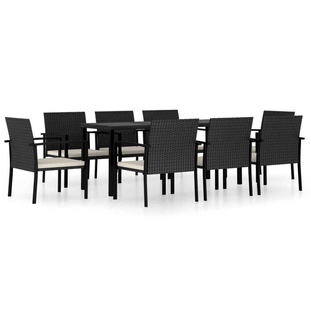 Vidaxl 9 Piece Garden Dining Set Poly Rattan Black
