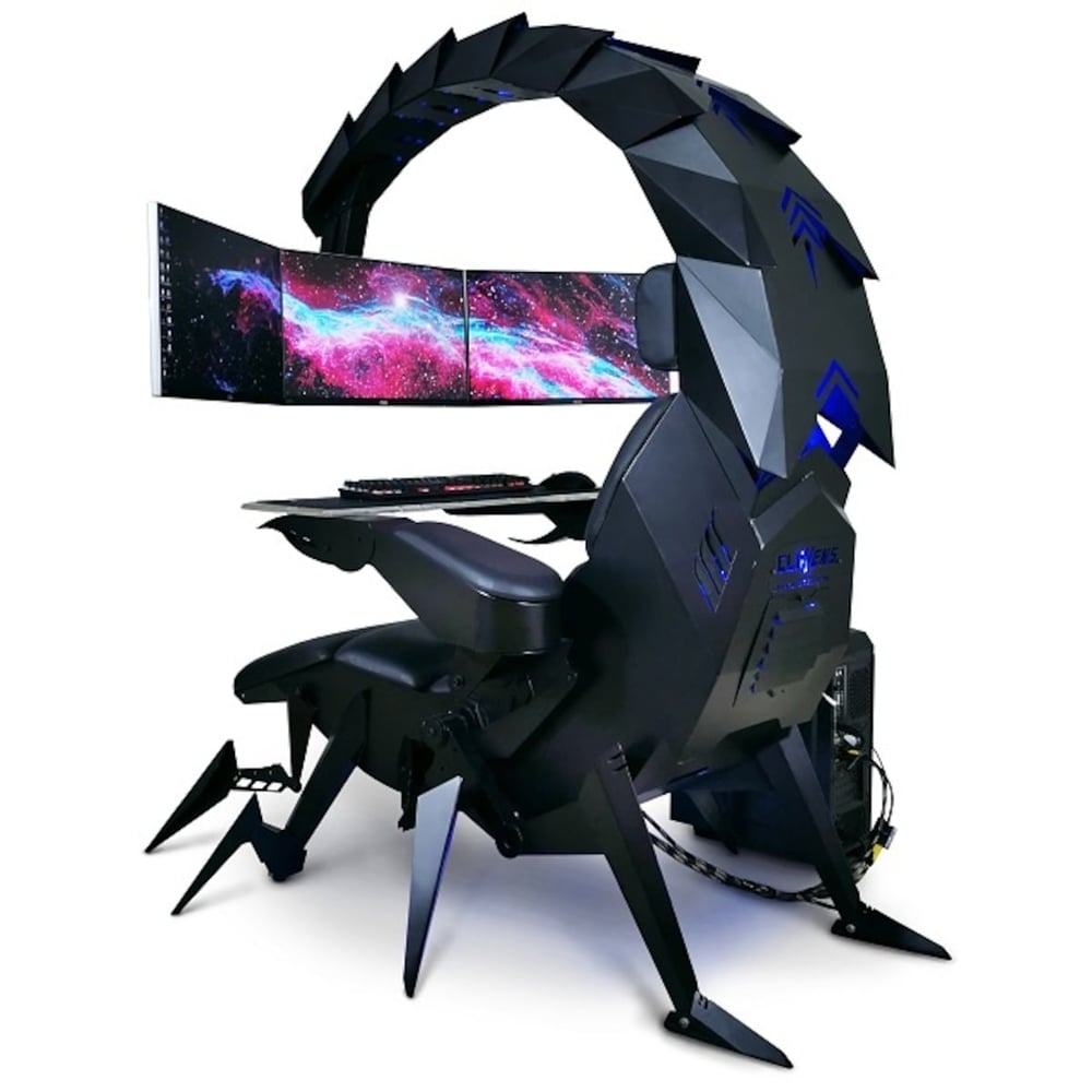 COOLBABY Video Gaming Chair Cockpit Super Racing Gaming Station Computer Table and Chair, XZ-BLK-SRK