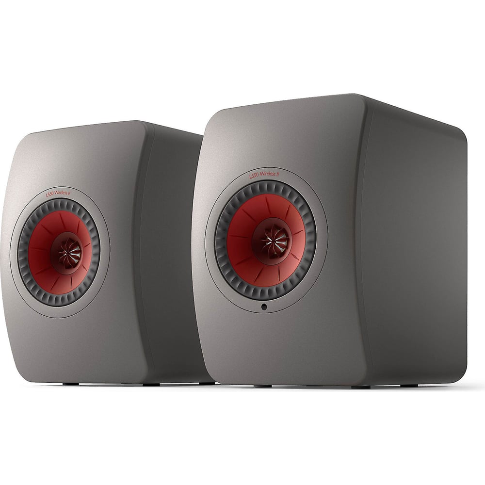 مكبرات صوت استريو KEF LS50 Wireless II مزودة بتقنية Wi-Fi® و Bluetooth® و Apple AirPlay® 2 (رمادي التيتانيوم)