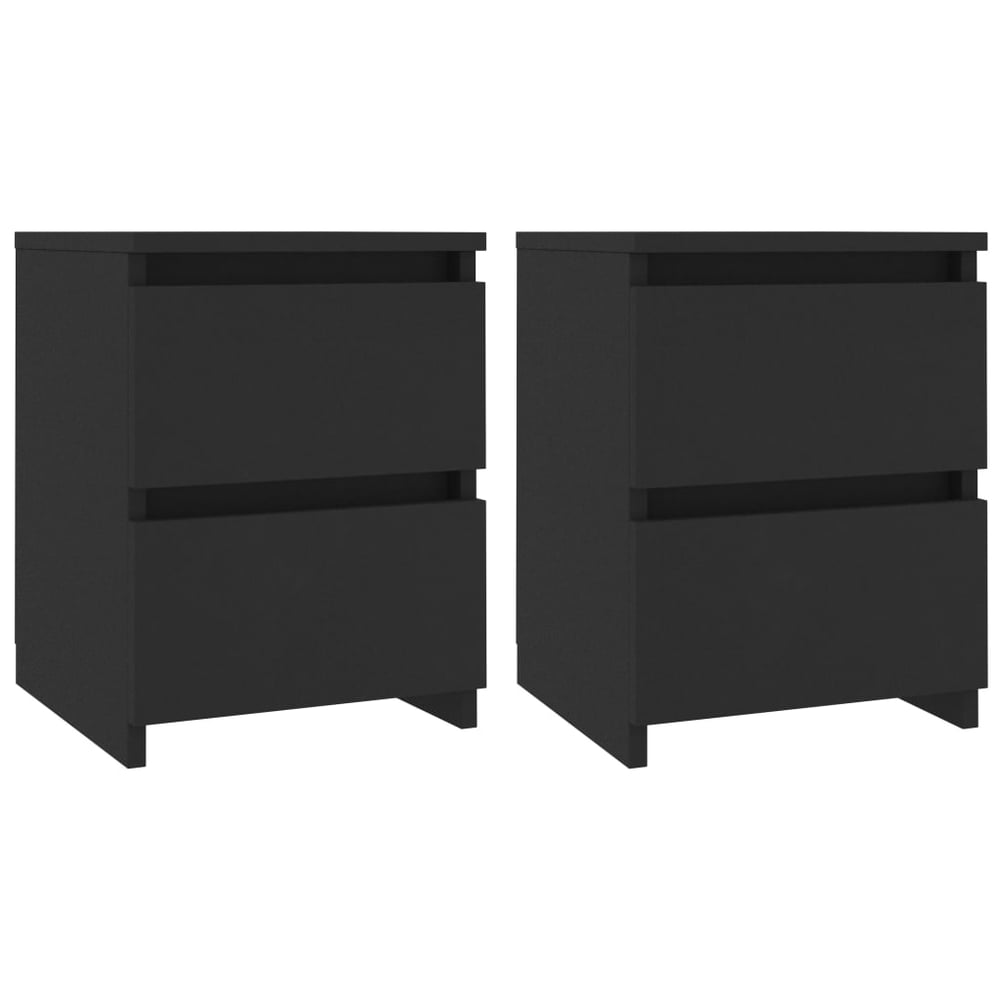 vidaXL Bedside Cabinets 2 pcs Black 30x30x40 cm Engineered Wood