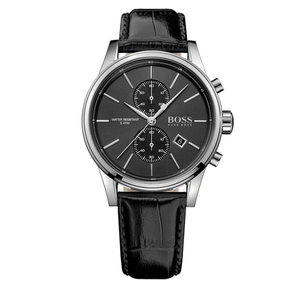 Hugo Boss 1513279 Jet Quartz Chronograph Black Leather Watch Men