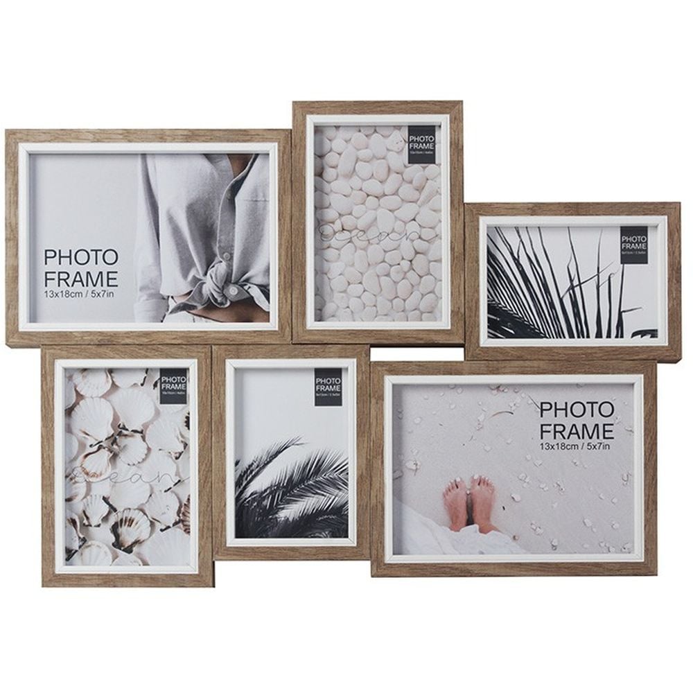 Contour Multi Aperture MDF Beige Collage Photo Frame