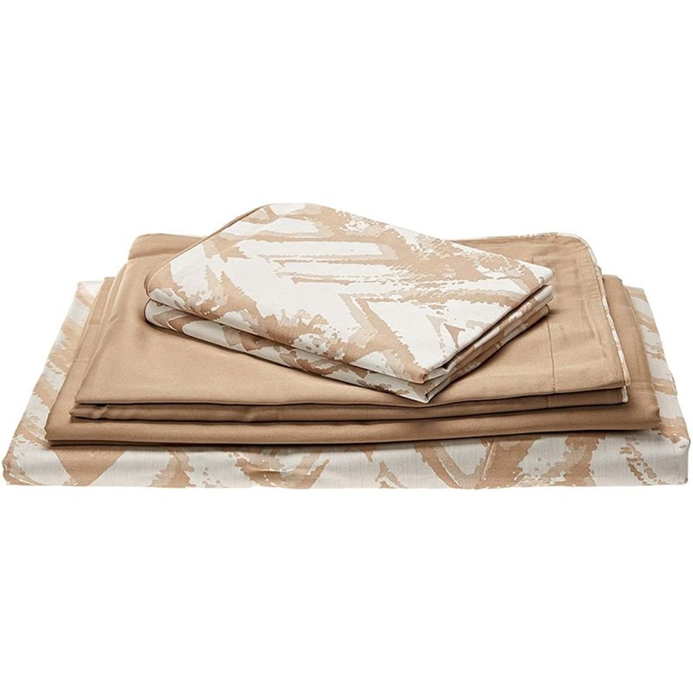 6 Piece Eli̇s Cotton Brown/White Double Duvet Cover Set