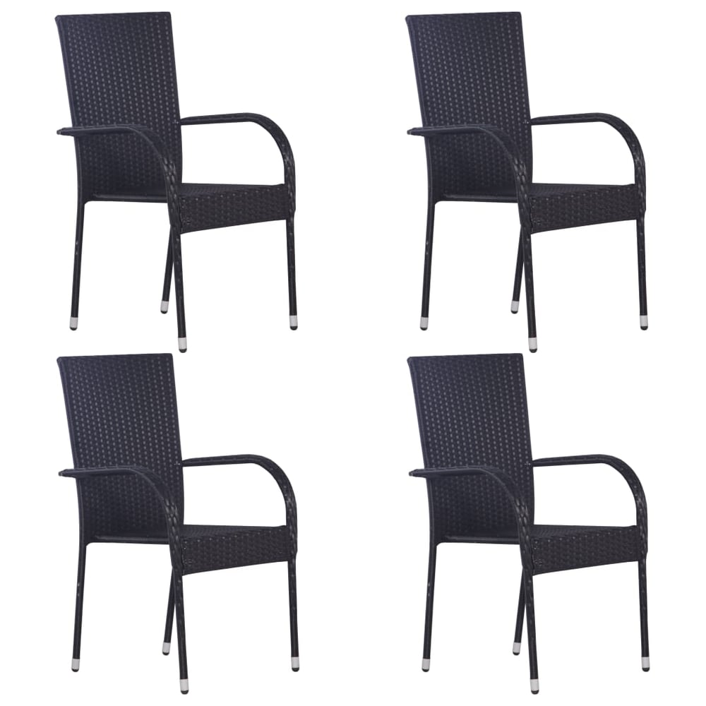 Vidaxl Stackable Outdoor Chairs 4 Pcs Poly Rattan Black