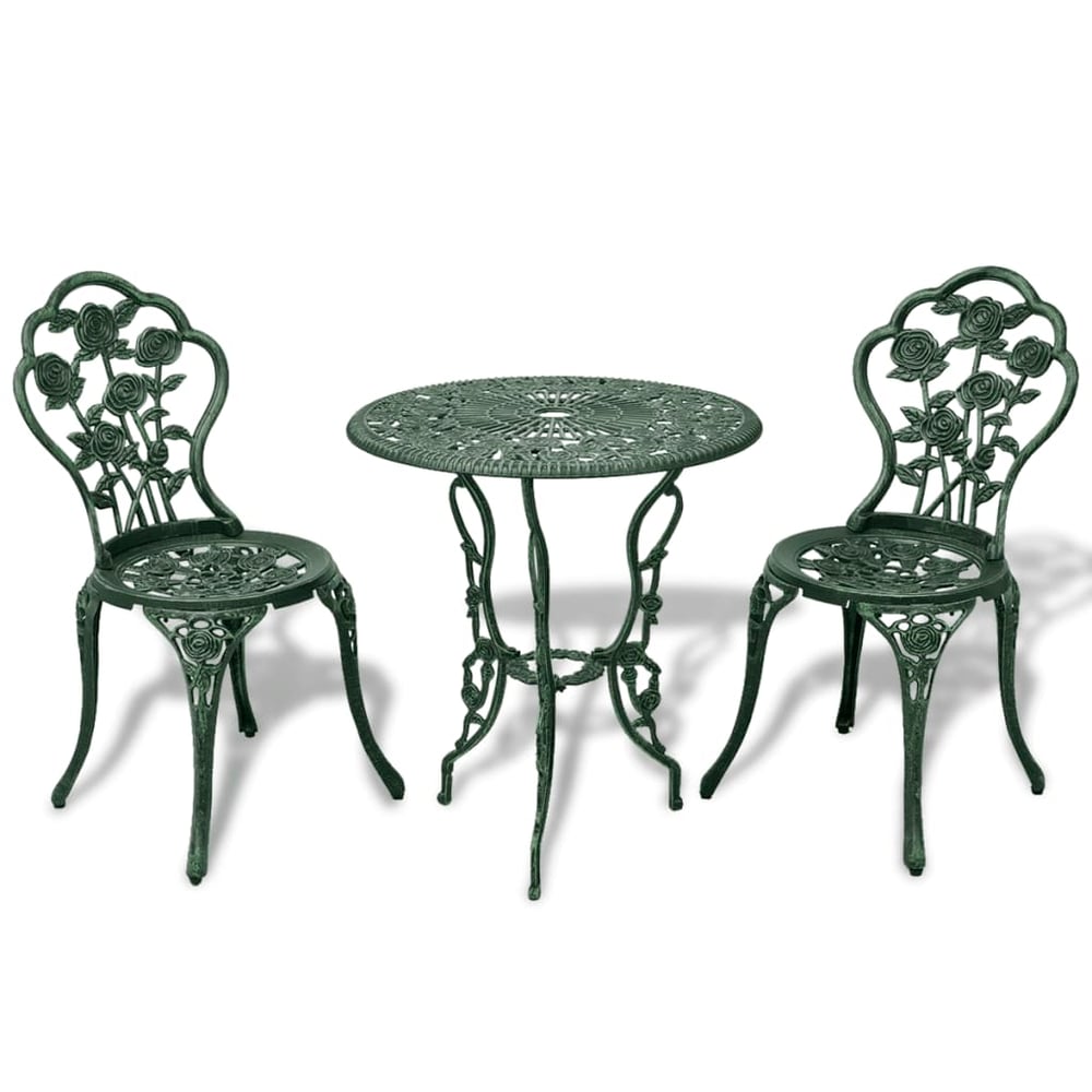 Vidaxl 3 Piece Bistro Set Cast Aluminium Green