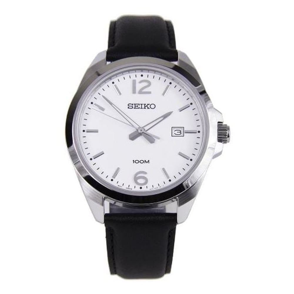 Seiko Classic Black Leather Analog Watch For Men SUR213P1