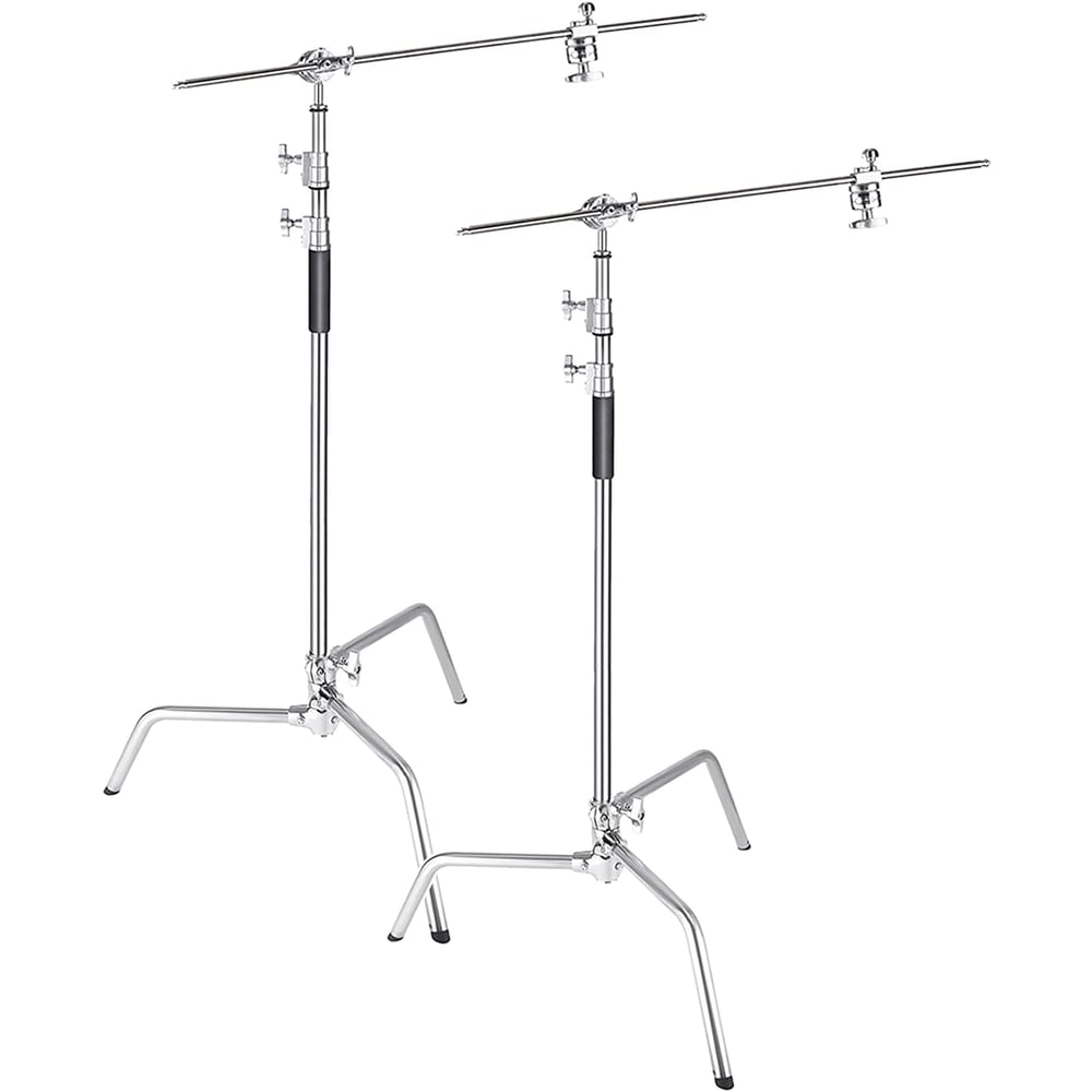 Coopic C Stand Stainless Steel 336cm/10.8ft Max. Height Studio Photo Video 4 Feet Holding Arm Grip With Turtle Base For Light Reflector (2pack Cstand)