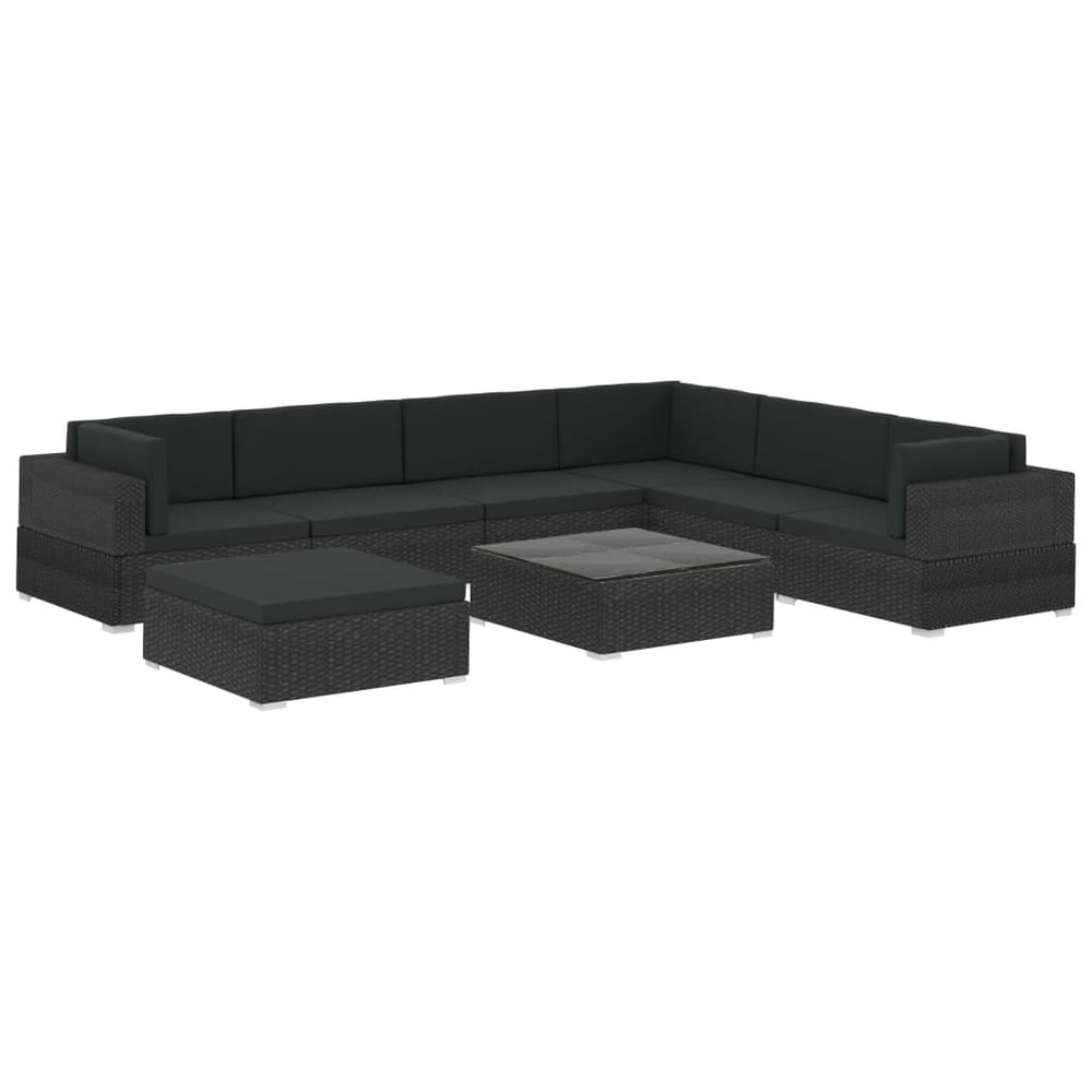 Vidaxl 8 Piece Garden Lounge Set With Cushions Poly Rattan Black Vidaxl 8 Piece Garden Lounge Set With Cushions Poly Rattan Black