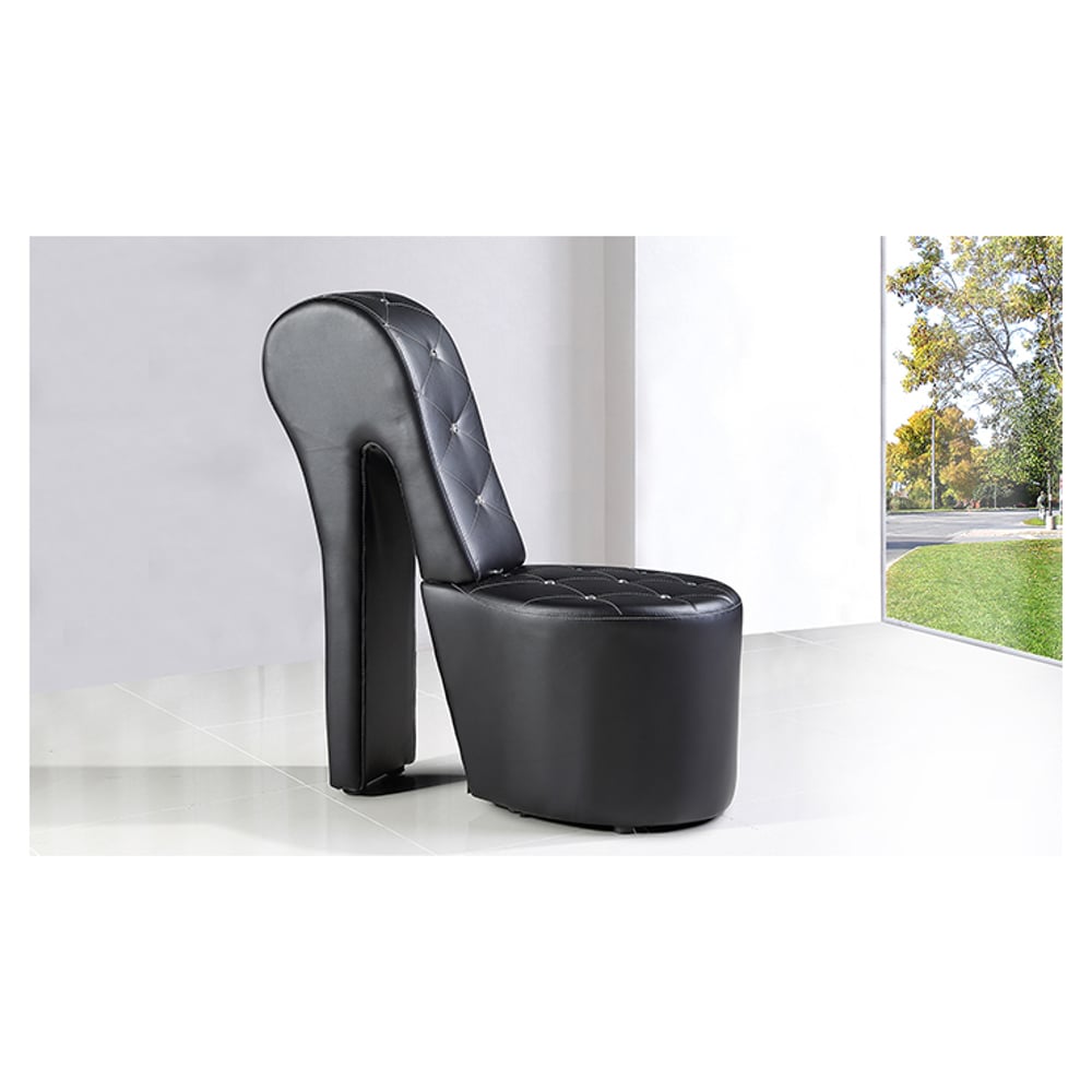 High Heel Leather Shoe Cabinet Lounge Chair Black