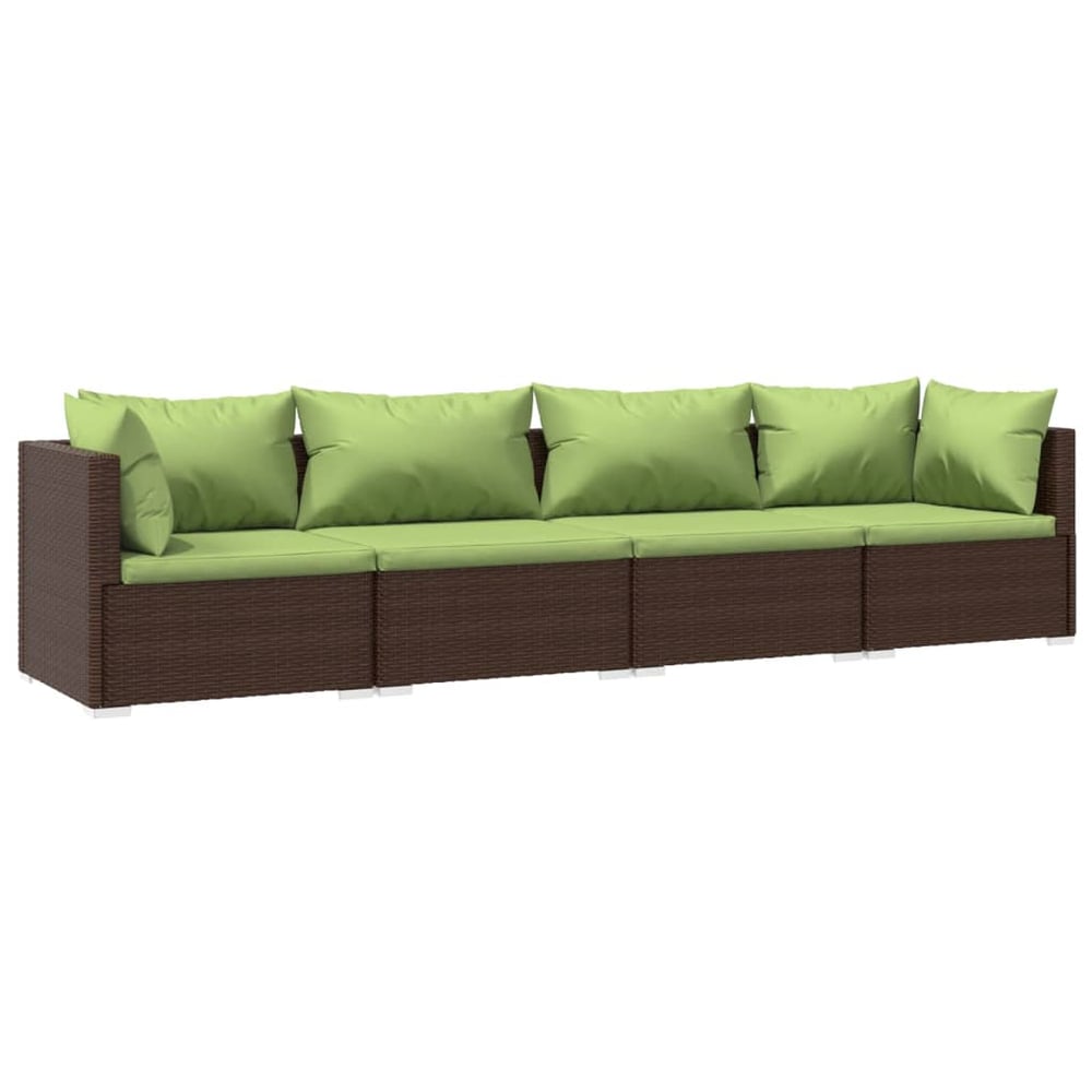 vidaXL 4 Piece Garden Lounge Set with Cushions Poly Rattan Brown vidaXL 4 Piece Garden Lounge Set with Cushions Poly Rattan Brown