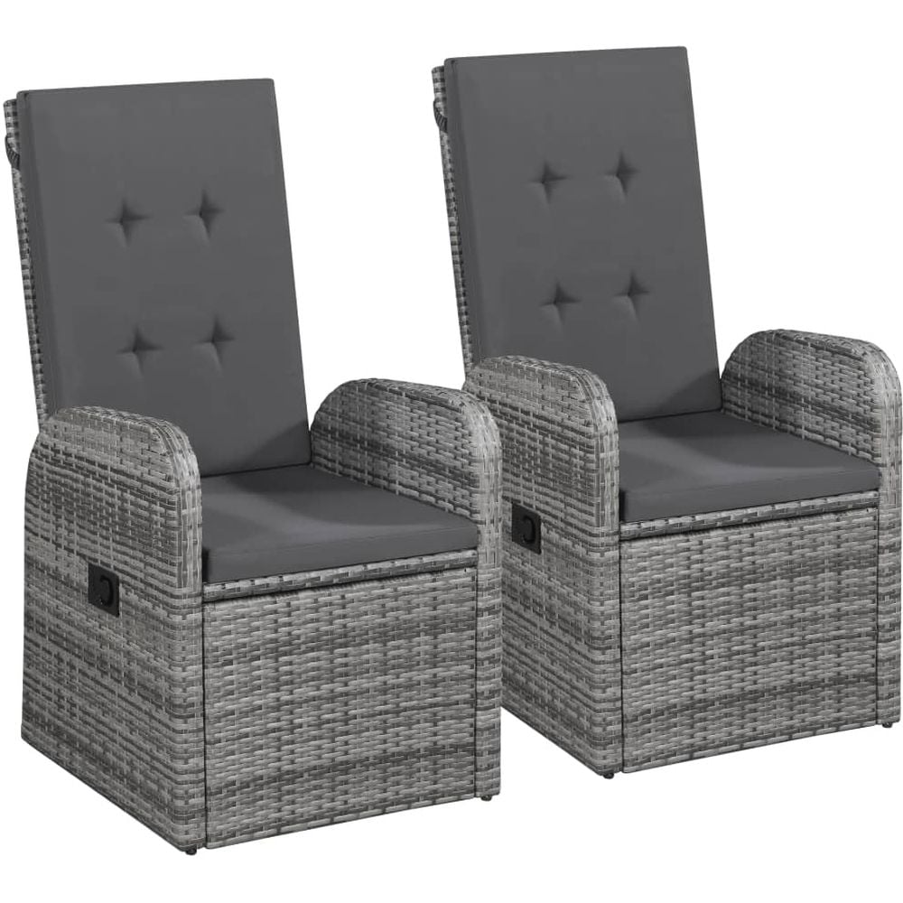 Vidaxl Reclining Garden Chairs 2 Pcs With Cushions Poly Rattan Grey