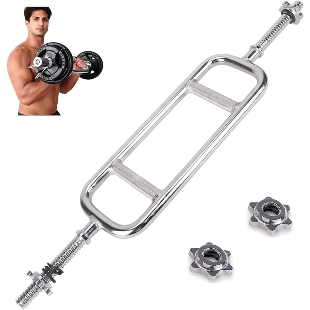 ULTIMAX Triceps Bar Threaded Solid Chrome Triceps Hammer Curl Bar Weightlifting Exercise Training Bars for Home Gym