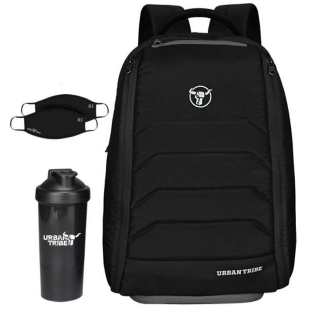 Urban Tribe Fitpack Pro-Black + 1 Gym Shaker + 2 Masks