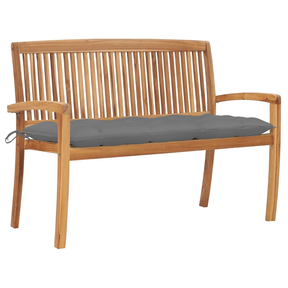 Vidaxl Stacking Garden Bench With Cushion 128.5 Cm Solid Teak Wood Vidaxl Stacking Garden Bench With Cushion 128.5 Cm Solid Teak Wood