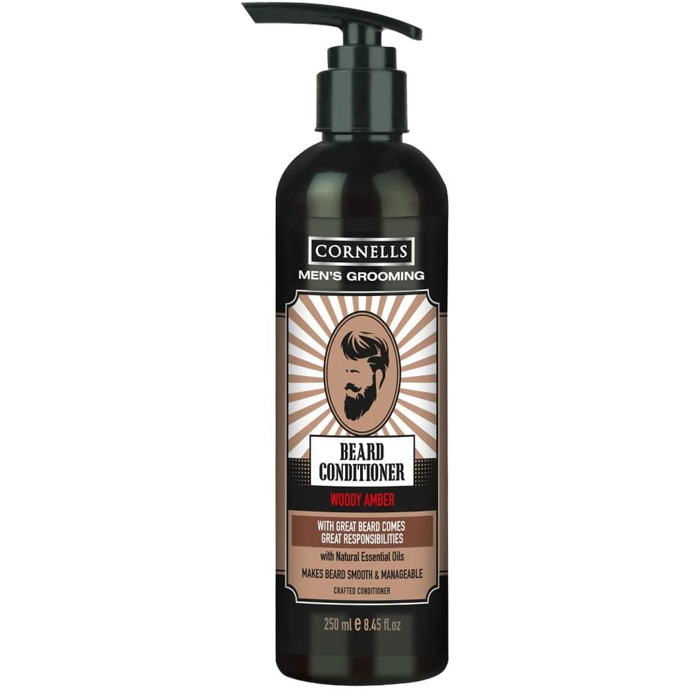 Cornells Mens Grooming Woody Amber Beard Conditioner With Natural Essential Oils 250ml 8.45 fl.oz For Him