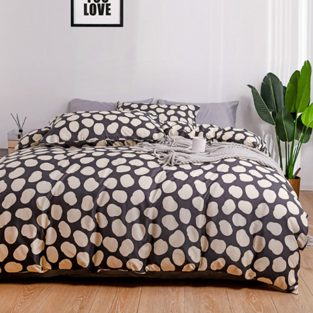 Luna Home King Size 6 Pieces Bedding Set Without Filler, Stone Design Brown Color Luna Home King Size 6 Pieces Bedding Set Without Filler, Stone Design Brown Color
