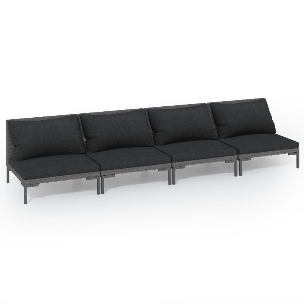 vidaXL 4 Piece Garden Lounge Set with Cushions Poly Rattan Dark Grey vidaXL 4 Piece Garden Lounge Set with Cushions Poly Rattan Dark Grey
