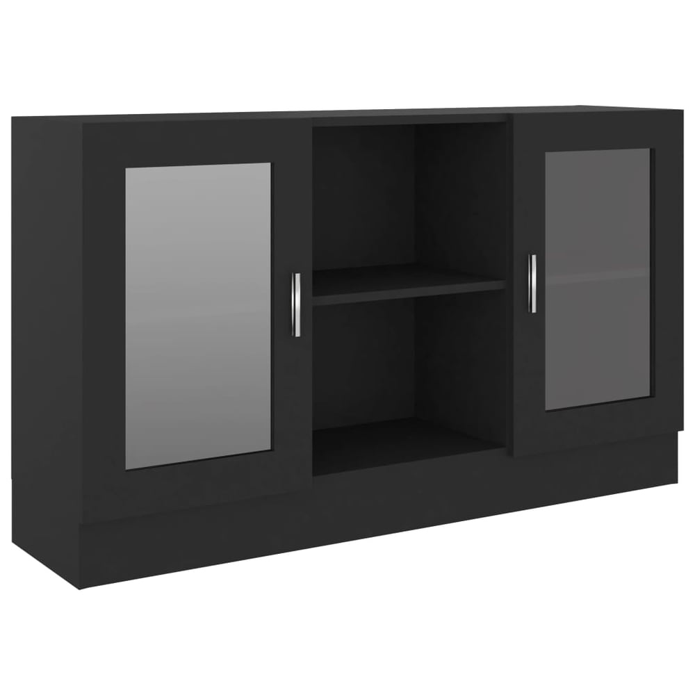 vidaXL Vitrine Cabinet Black 120x30.5x70 cm Engineered Wood