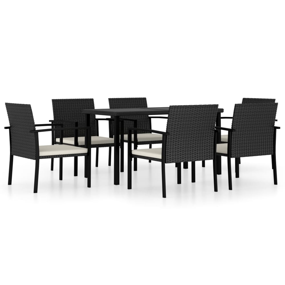 Vidaxl 7 Piece Garden Dining Set Poly Rattan Black