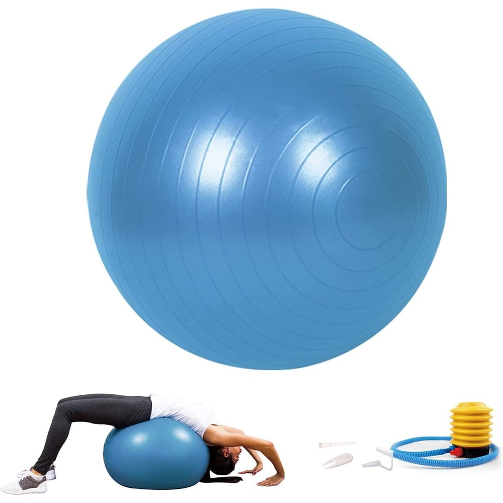 ULTIMAX Yoga Ball, Exercise Ball for Fitness, Balance & Birthing, Anti-Burst Professional Quality Stability, Design Balance Ball Pilates Core and Workout Ball with Quick Pump - 65 cm (Blue)