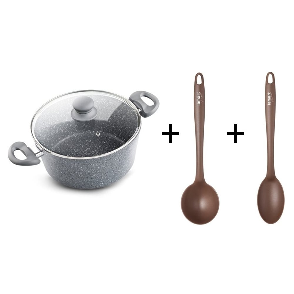 Lamart Pot with Lid + Soup Ladle + Serving Spoon