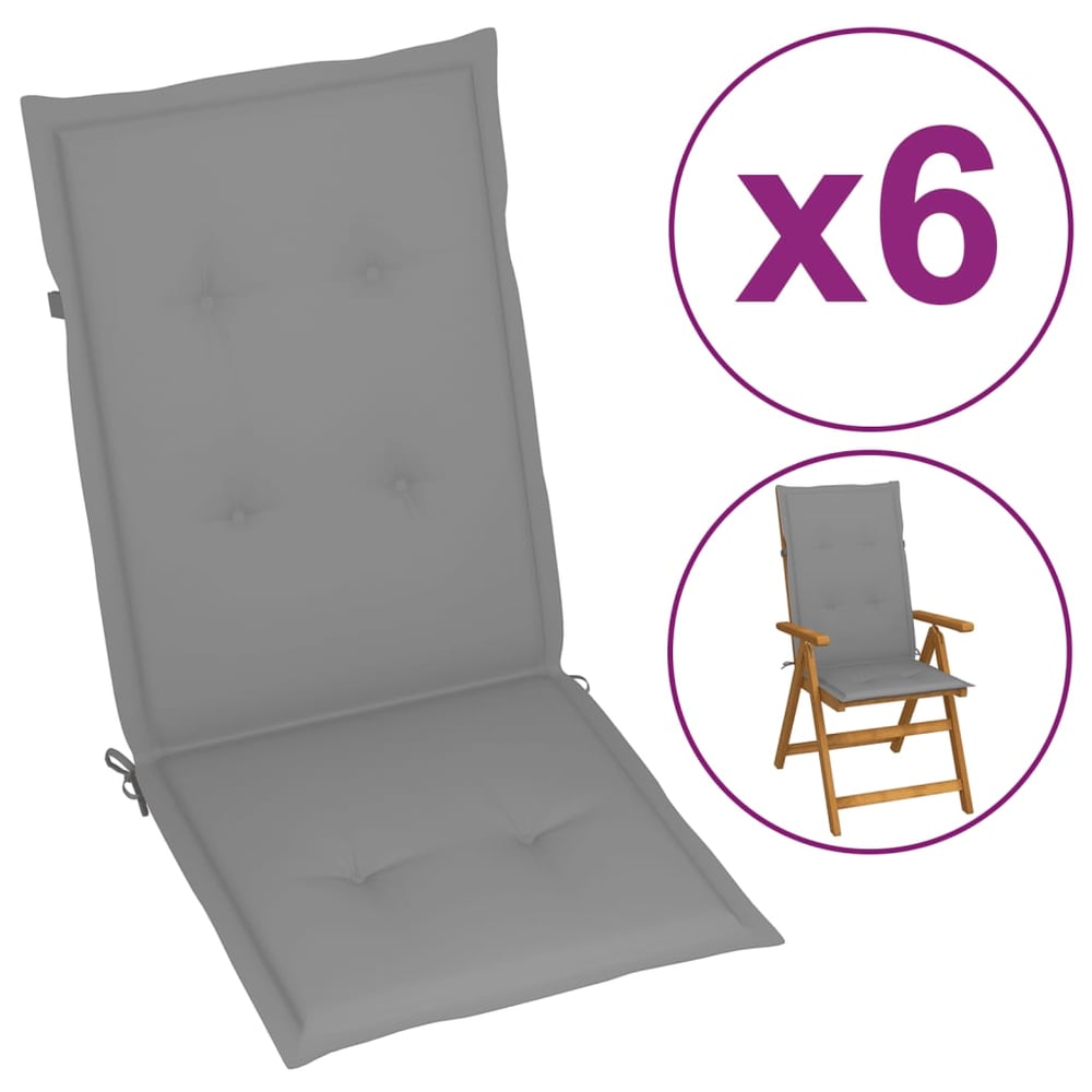 vidaXL Garden Chair Cushions 6 pcs Grey 120x50x3 cm vidaXL Garden Chair Cushions 6 pcs Grey 120x50x3 cm
