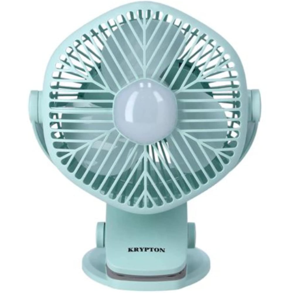 Krypton Rechargeable 5inch Mini Fan With Led Light And Micro USB 5v Input Socket Pastel Cyan KNF5405