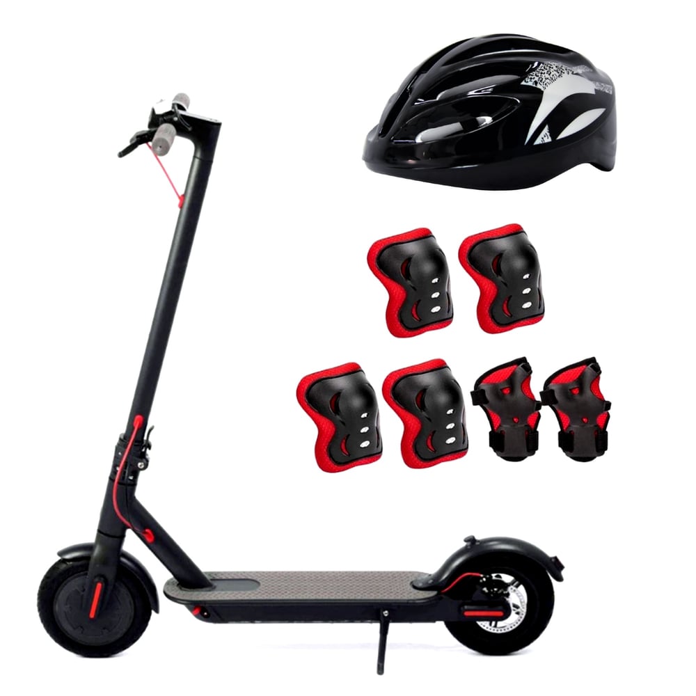Crony Electric Scooter M365 Foldable With App, Aluminum Alloy Folded, 8.5 Inch Tires, 24km/hr High Speed, With Free Protective Gear Set Knee, Elbow, Wrist Guard Pads And Helmet