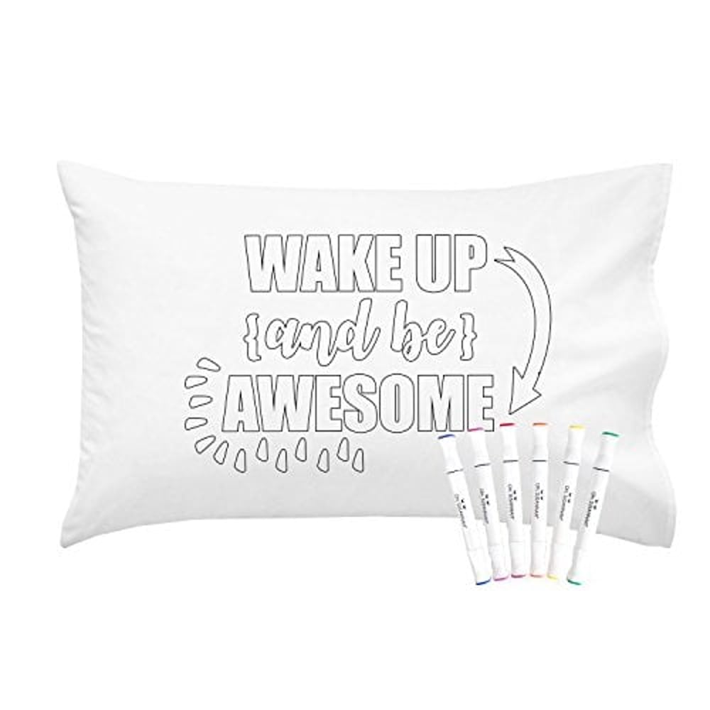 Oh Susannah Wake Up And Be Awesome Coloring Pillowcase Kit (1 Pillow Cover 20 By 30 Inches) With Permanent Fabric Markers Included