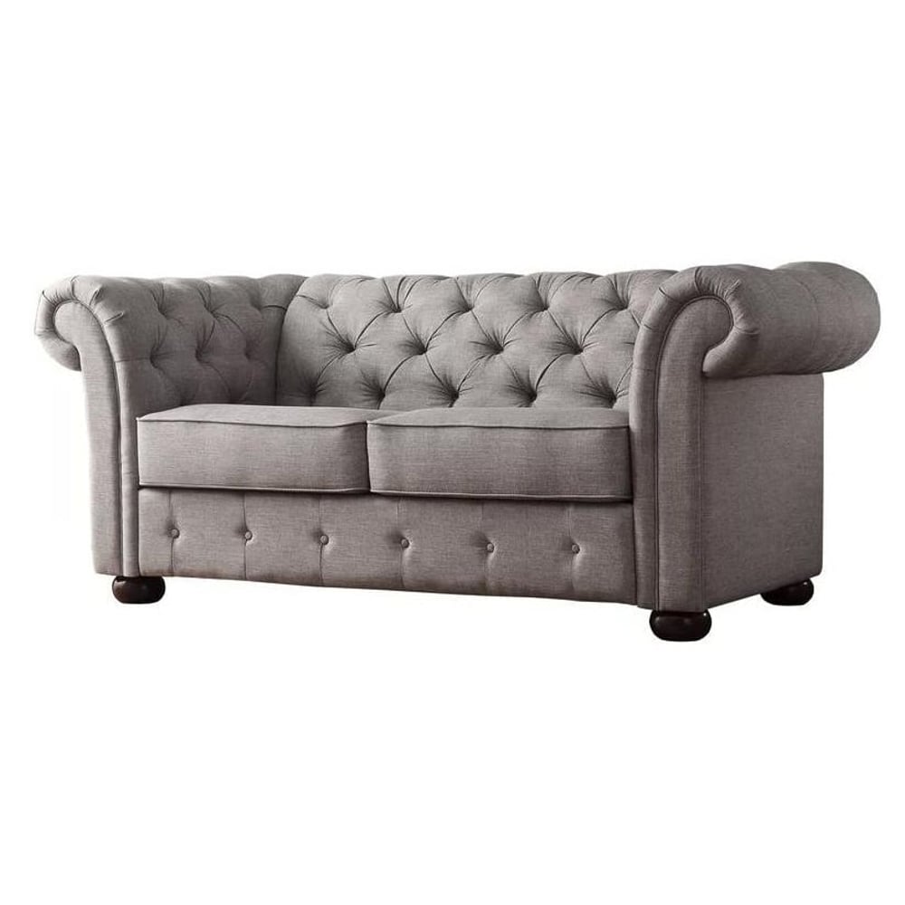 Vegard Tufted Chesterfield Loveseat in Grey Color Vegard Tufted Chesterfield Loveseat in Grey Color