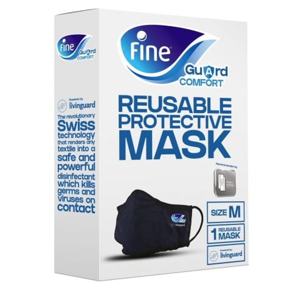 FINE GUARD COMFORT ADULT FACE MASK WITH VIRUS-KILLING LIVINGUARD TECHNOLOGY, – MEDIUM